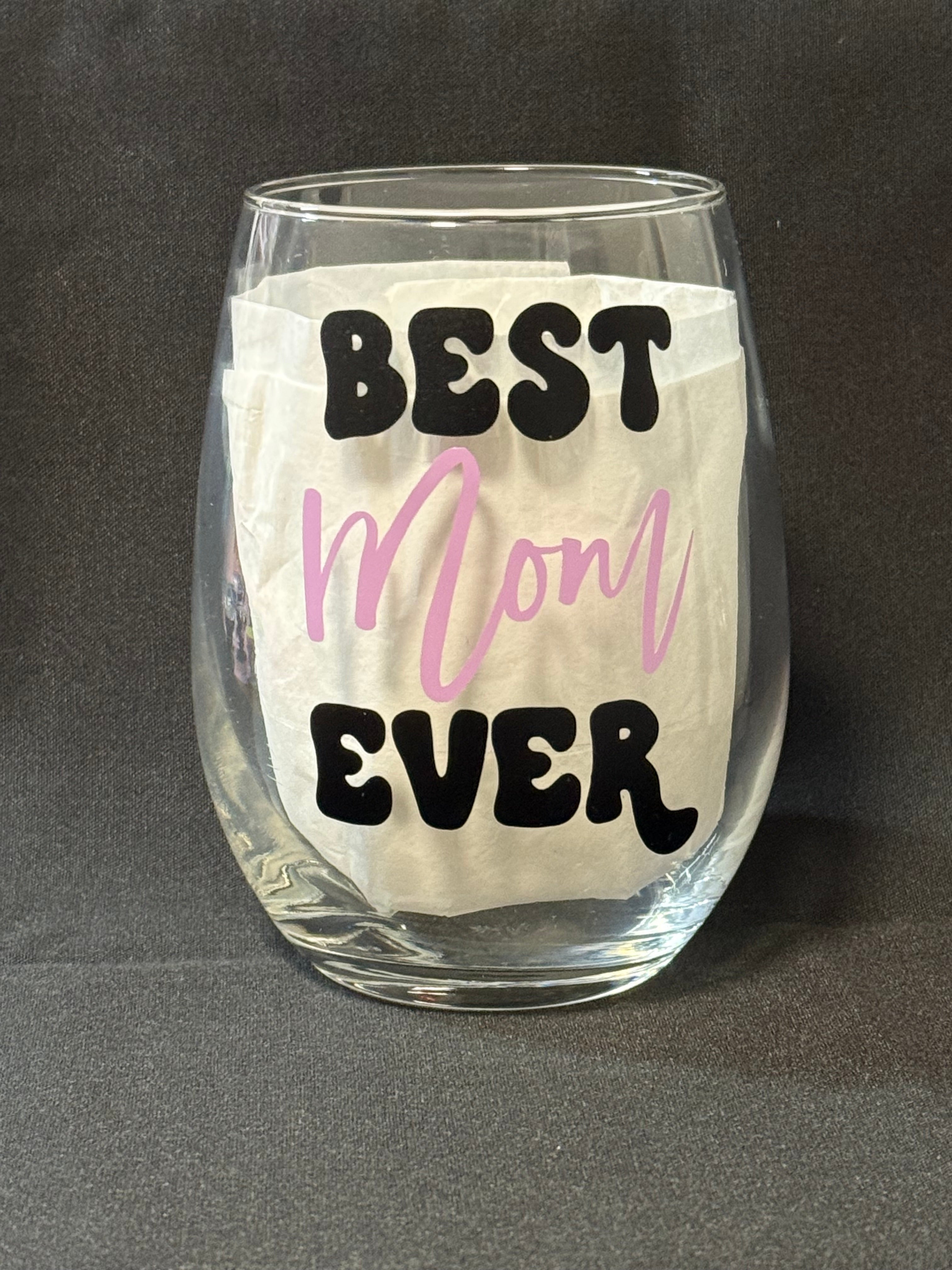 A sleek stemless wine glass featuring the phrase “Best Mom Ever” is great gift for Mother’s Day or a new Mom in your life. It’s perfect for unwinding after a long day or adding a touch of humor to their drinkware collection.